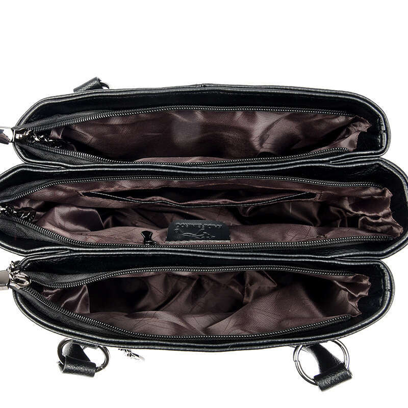 Brand Genuine Leather Handbag 2024 New Large Capacity Shoulder Crossbody Classic Versatile Multi-layer Trendy Women's Bag