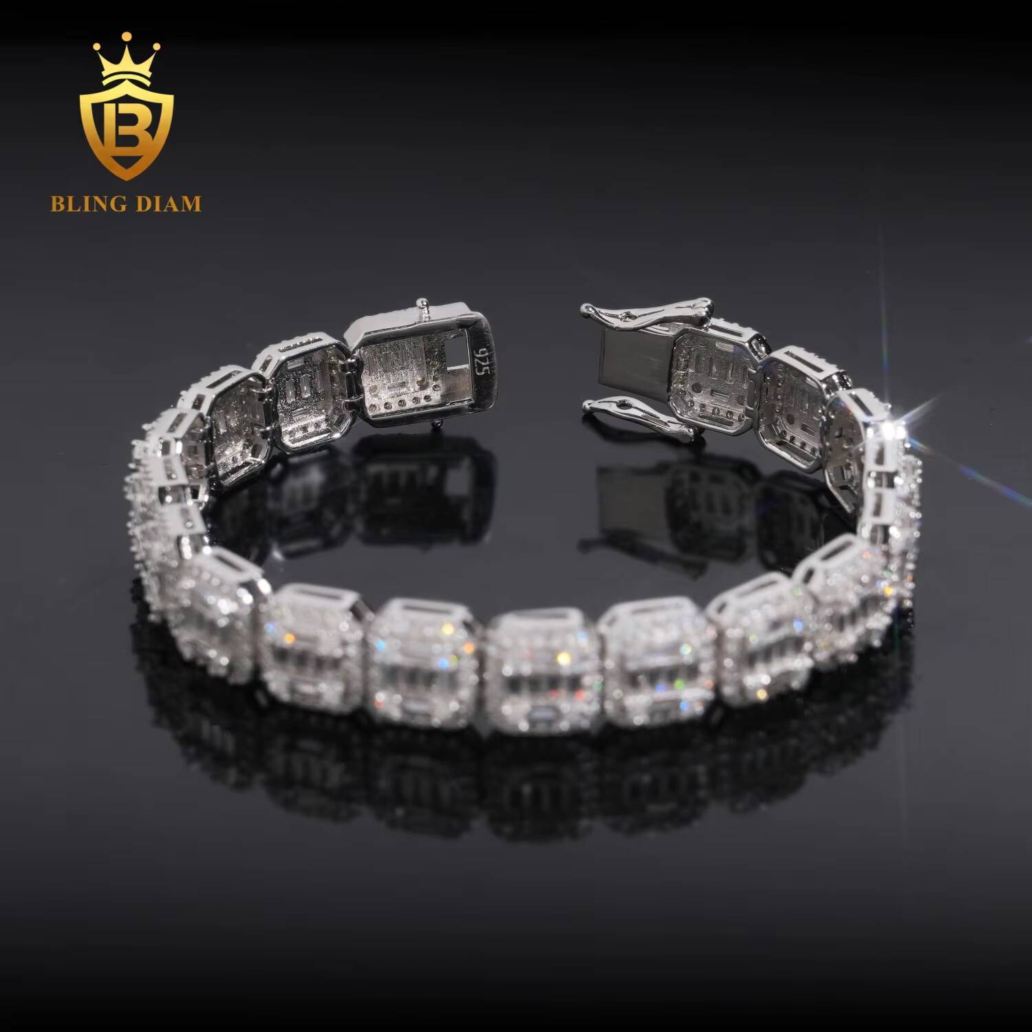 Hot Saling 10mm Moissanite Cuban Chain Pass Diamond Tester VVS Moissanite Hip Hop Bracelet Necklace 925 Sterling Silver with GRA