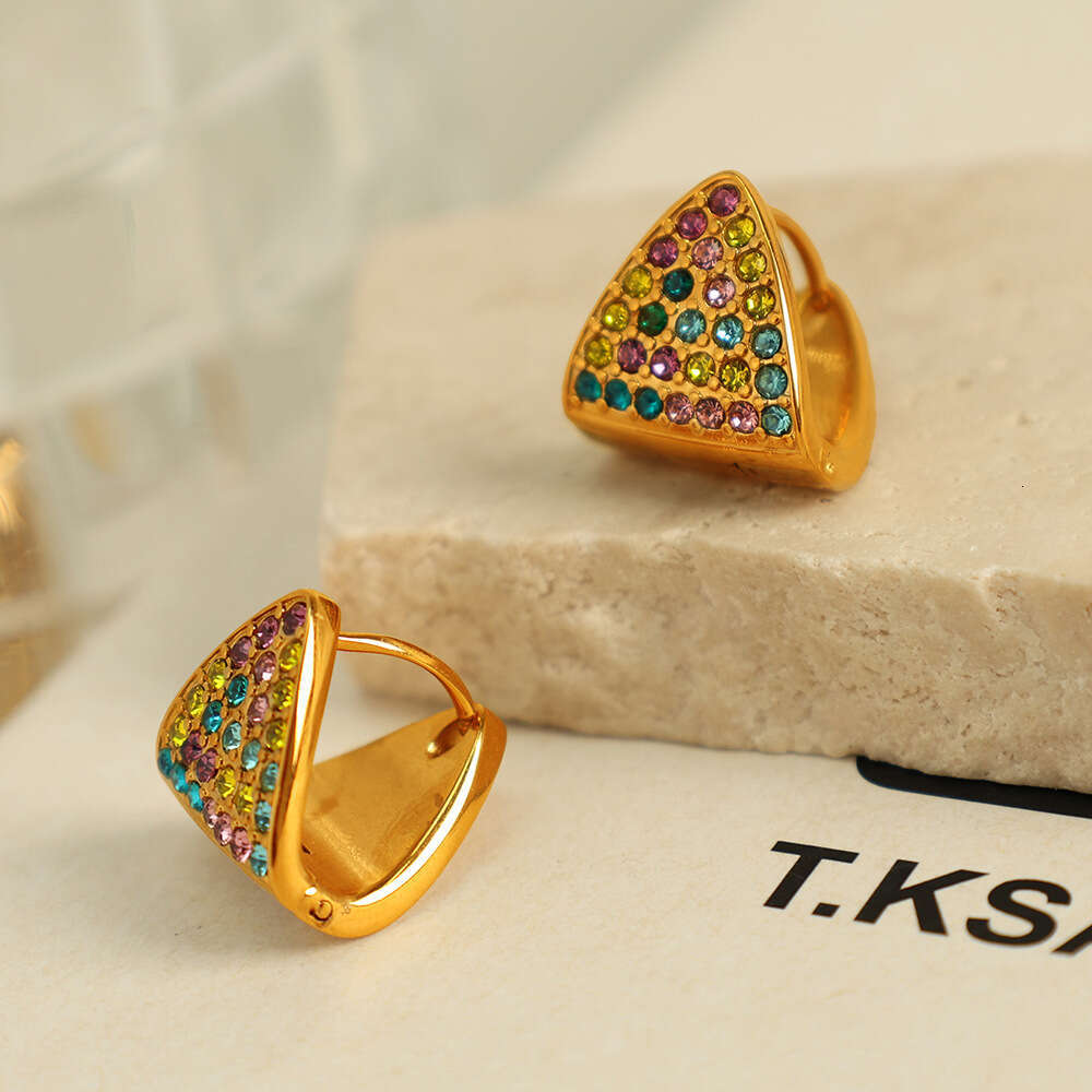 DHpet Hot - selling Korean Creative Triangular Zircon Ear Clips for Women