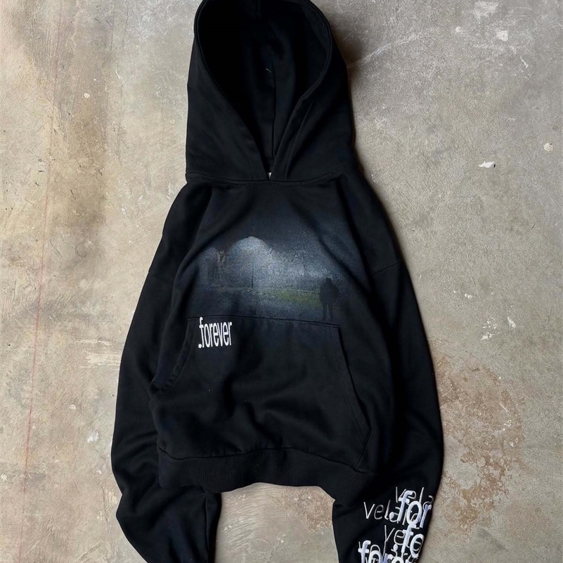 Harajuku forever hoodies tracksuit men oversized sweatshirt y2k tops polyester clothes goth couples streetwear men clothing 250905