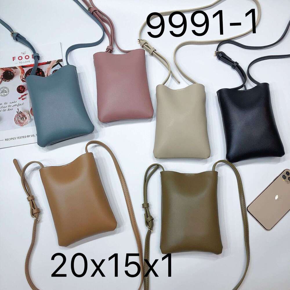 2022 Korean Version Casual Crossbody Phone Simple Stylish Vertical Soft Leather Solid Color Single Shoulder Women's Bag