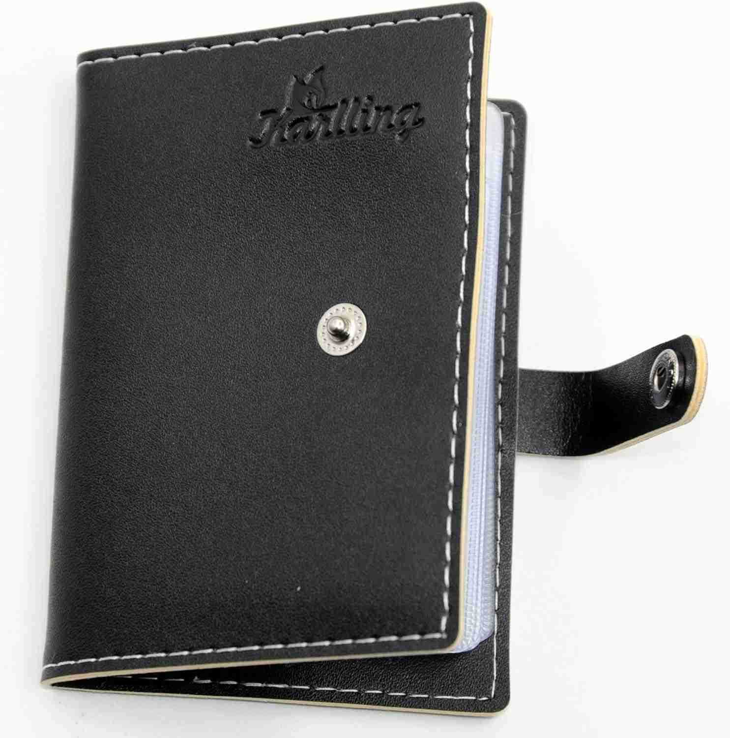 CARD holder wallet for womenman soft leather business card holder card case organizer bag with 20 card sleeves insideGray Z250906