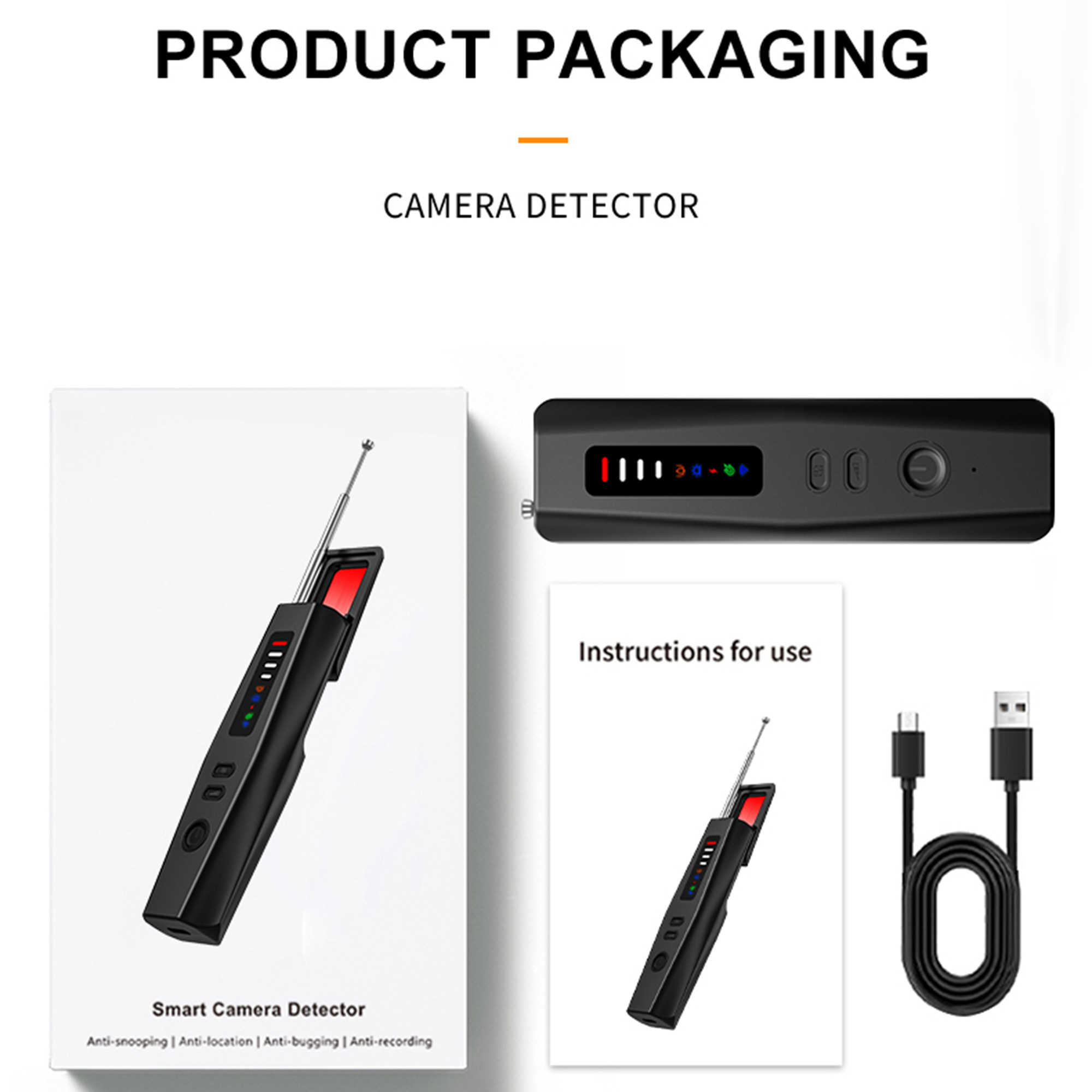 Hidden Camera Detectors, Advanced Anti-Spy Technology RF Signal GPS Tracker Finder, Wireless Bug Sweeper with Magnetic Detection for Home Office Trave