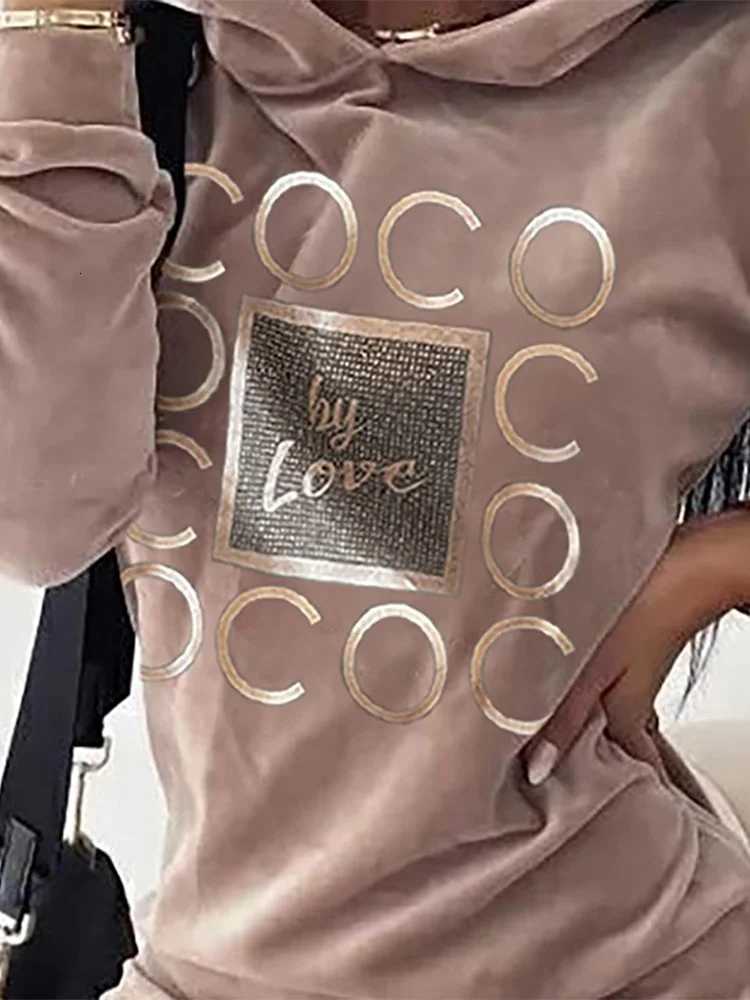 Women Long Sweater Dresses LOVE Print Hooded Loose High Collar Sweatshirts Long Sleeve Pullover Fall Winter Y2K Street Style Top Y250906