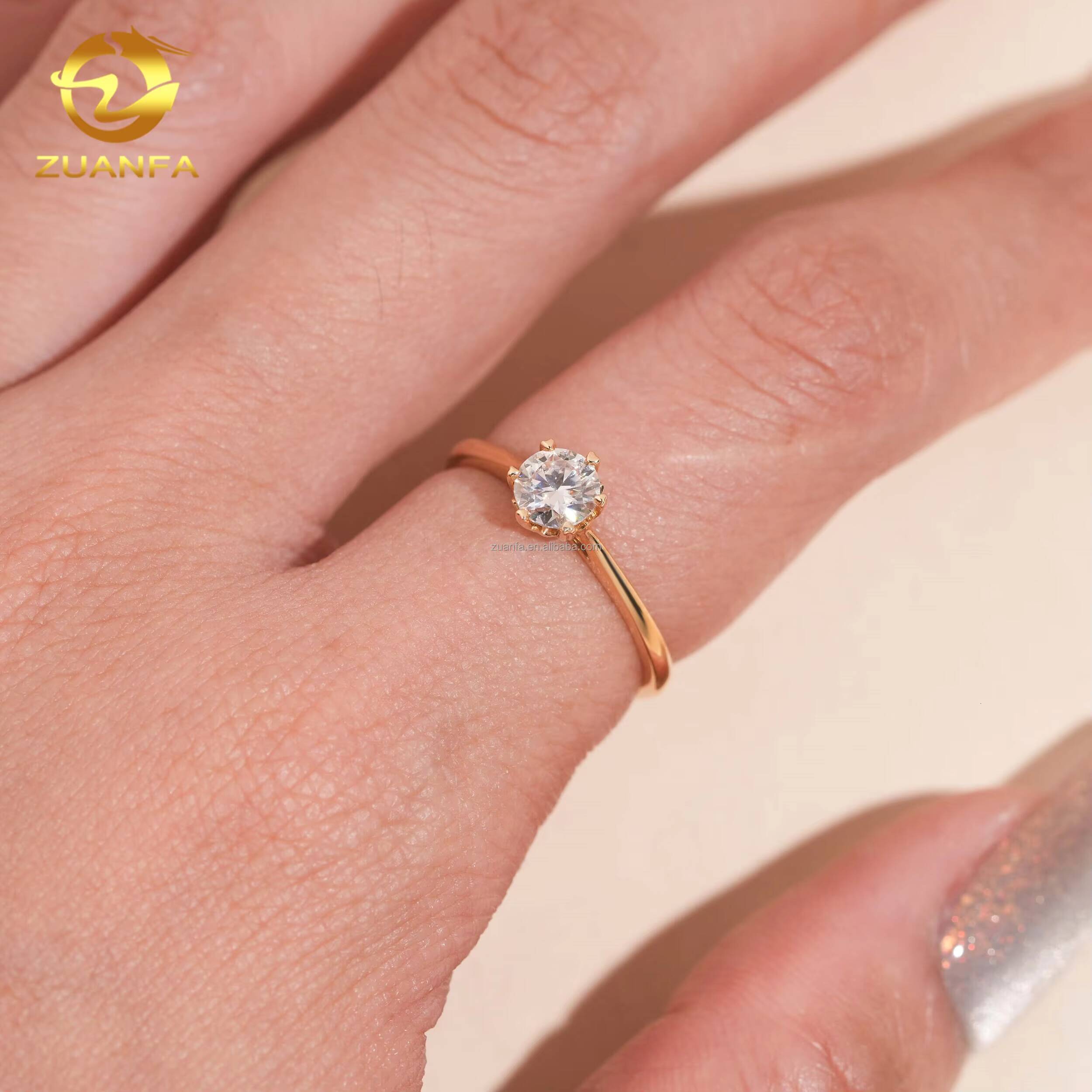 14k Real Gold GRA Certificate Wedding Bridal Jewelry Gorgeous Boutique 05ct D VVS1 Moissanite Diamond Engagement Ring Women