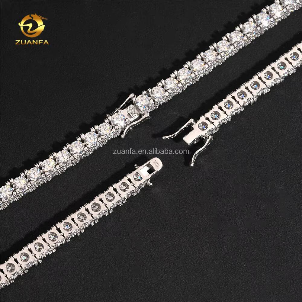 Fashion Style New Arrivals Bulk Stock 5mm 65mm S925 Silver Iced Out Hip Hop VVS Moissanite Diamond Cluster Tennis Bracelet