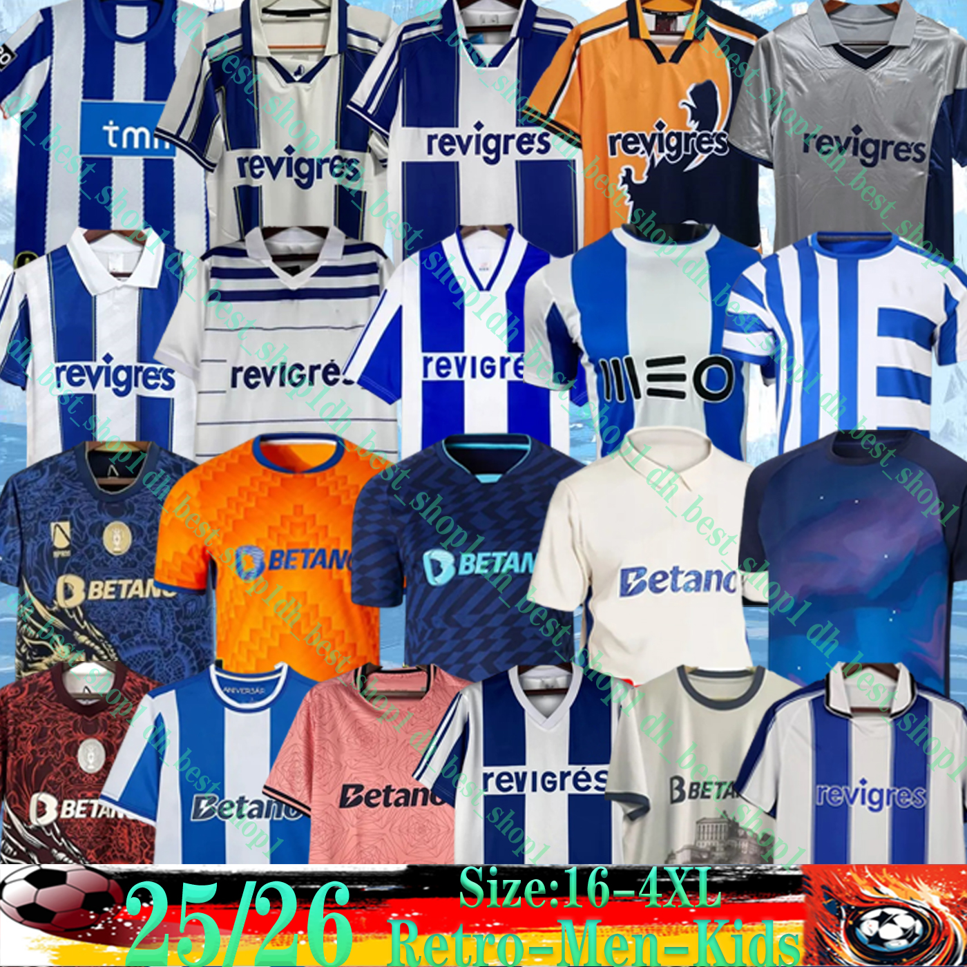 25 26 FC Portos PEPE soccer jerseys McCARTHY 2025 2026 Retro 94 94 95 97 99 01 03 04 SAMU. A R. MORA FABIO VIEIRA NAMASO GONCALO B. GUL Dragon Kids Kits Size 16-4XL Football Shirt