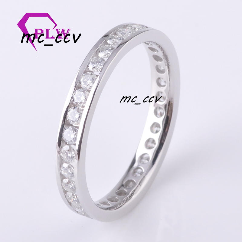 Provence Gem Pt950 Channel Setting Melee 2mm Moissanite Eternity Band Sit Flush Engagement Ring