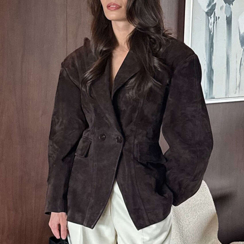 Autumn Winter New High-End Matte Velvet Blazer With Design Sense, Elegant And Fashionable Suede Jacket B3