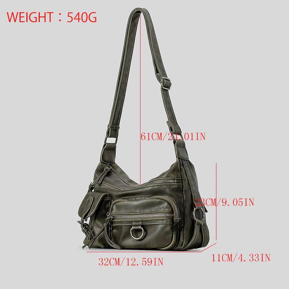 Annmouler Designer Women Shouler Large Capacity Crossbody Casual Soft Pu Leather Messenger Bag Multi-Pocket Purses