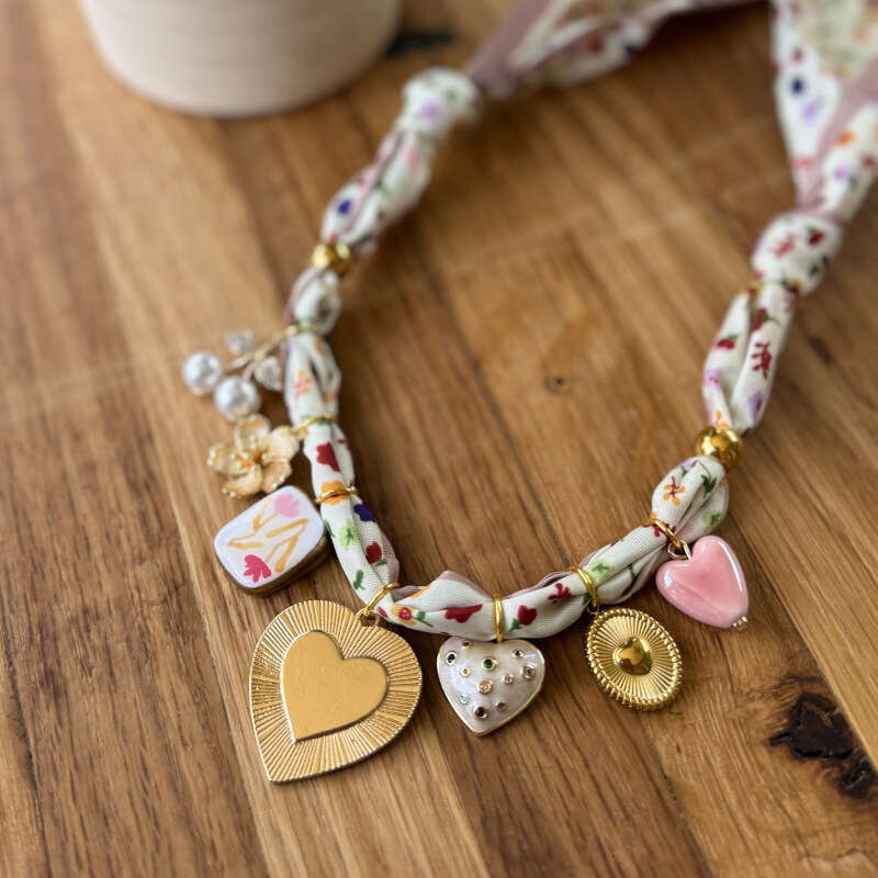 DH collections Dopamine - Inspired Floral Titanium Steel Necklace for Summer