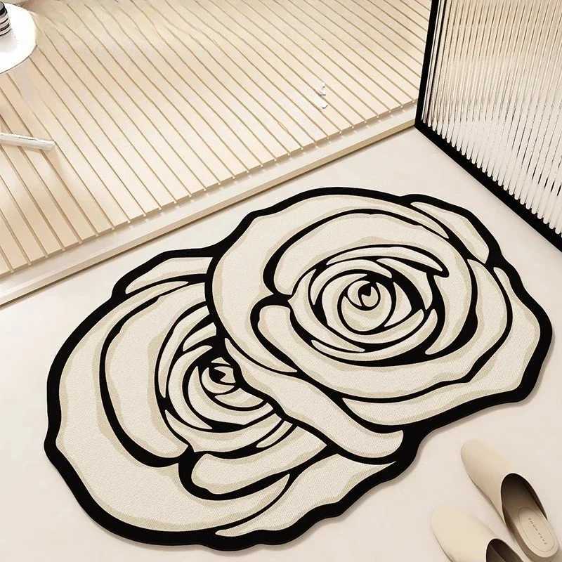 Luxurious Light Luxury French Flowers Carpet Bathroom Entrance Absorbent Floor Mat Door Toilet Nonslip Foot Pad Irregular Minimalist Rugs Y251105