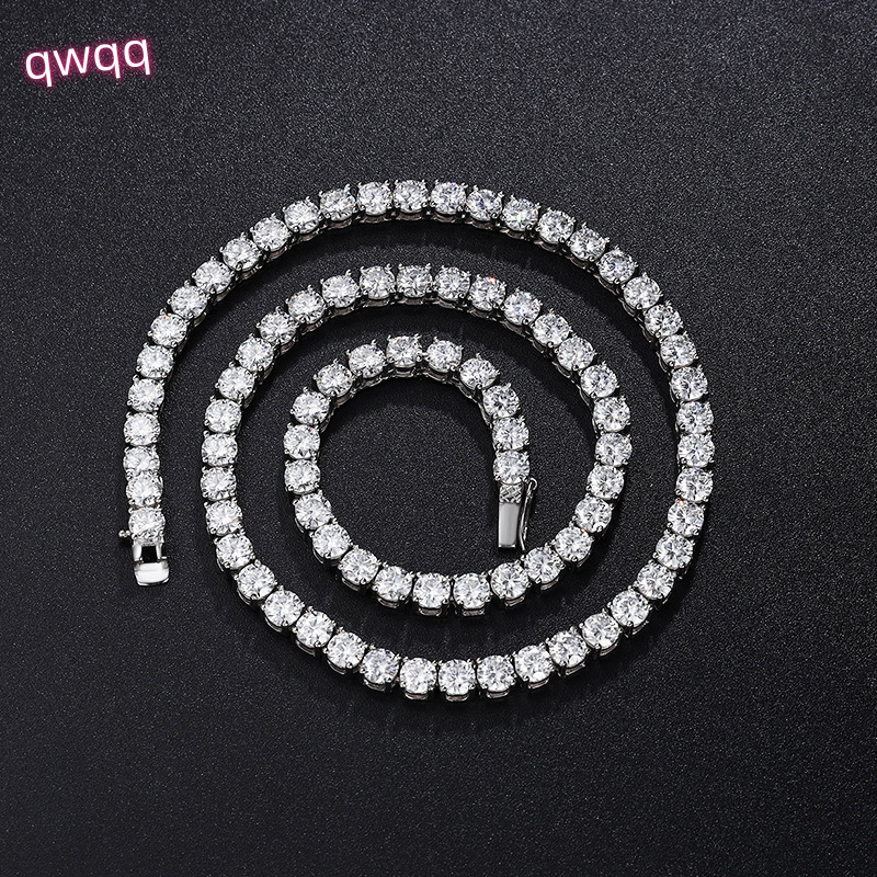 925 Silver Moissanite Link Chain Black Tennis Cuban Link Chain Elegant Moissanite Necklace