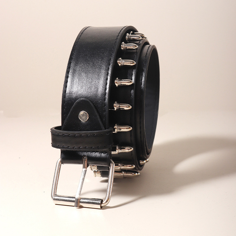 mens belt studded black hot girl punk unisex personality men and women fivepointed star bullet rivet buckle jeans belt designer belt belts for women d