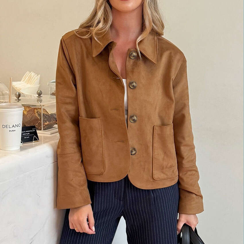 Autumn Winter New Old Money Style Suede Jacket For Women With Design Sense And Casual Matte Velvet Top B3