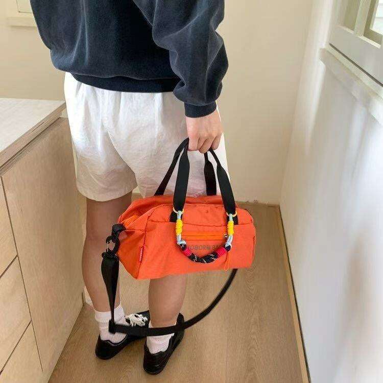 2025 Summer Single Shoulder Crossbody Handbag Fashion Casual Orange Nylon Zipper Backpack