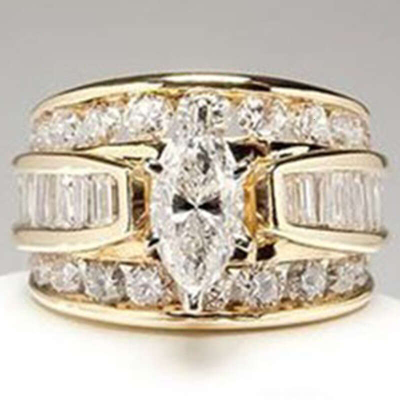 DHpet 2025 Summer New Electroplated Zircon - inlaid Rings - European and American Fashion Engagement Jewelry