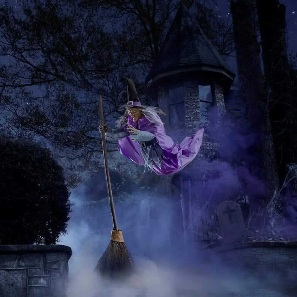 Halloween Decorations Outdoor 12ft Flying Witch Sound Touch Activated Sensor Animatronic Scary Halloween House OrnamentXJ250906
