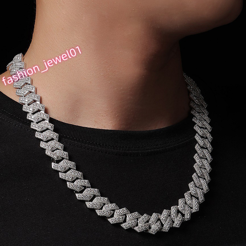 Moissanite Jewelry Chain Width 814MM 925 Silver Real White Gold Plating VVS Diamond Women Delicate Thin Cuban Chains Necklace