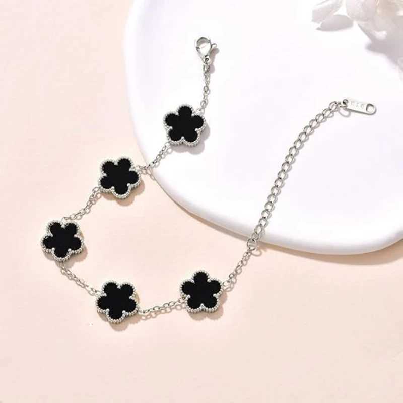 Clover Bracelet for Women Girls 14K Gold Silver Plated Stainless Steel Five Leaf Flower Dainty Lucky Link Bracelets Jewelry S250906