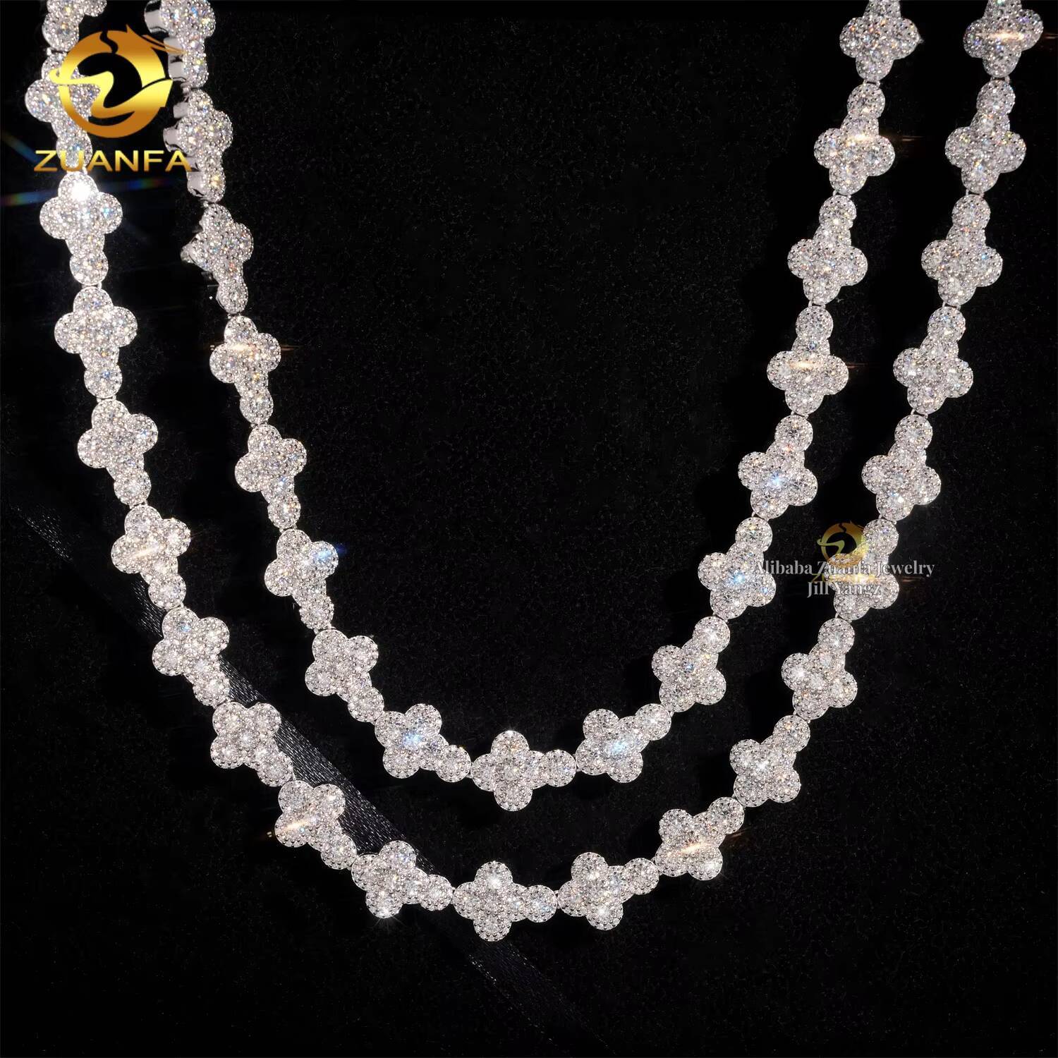 Popular Style 13mm Cross Chain Necklace Cuban Links 100 Percent Moissanite Chain Cuban Iced Out Necklace GRA Certificate