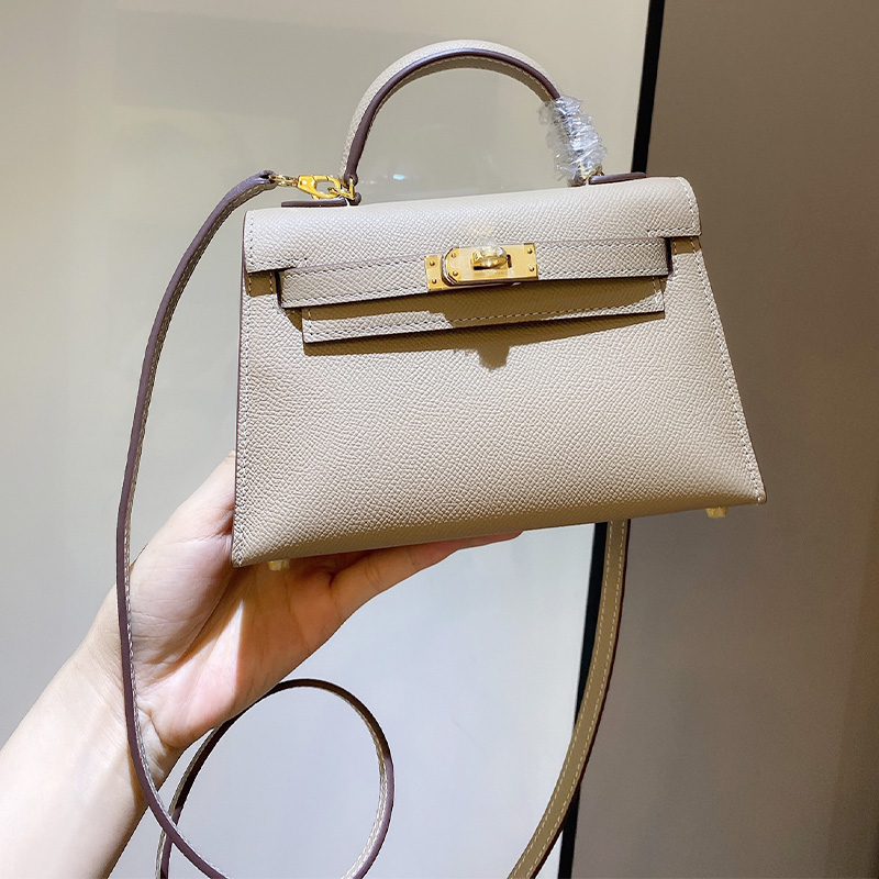 Fashion Genuine Leather Handbag Designer Crossbody Shoulder Bag For Women Orange Black Lock Closure Tote Style Female Grey Purse