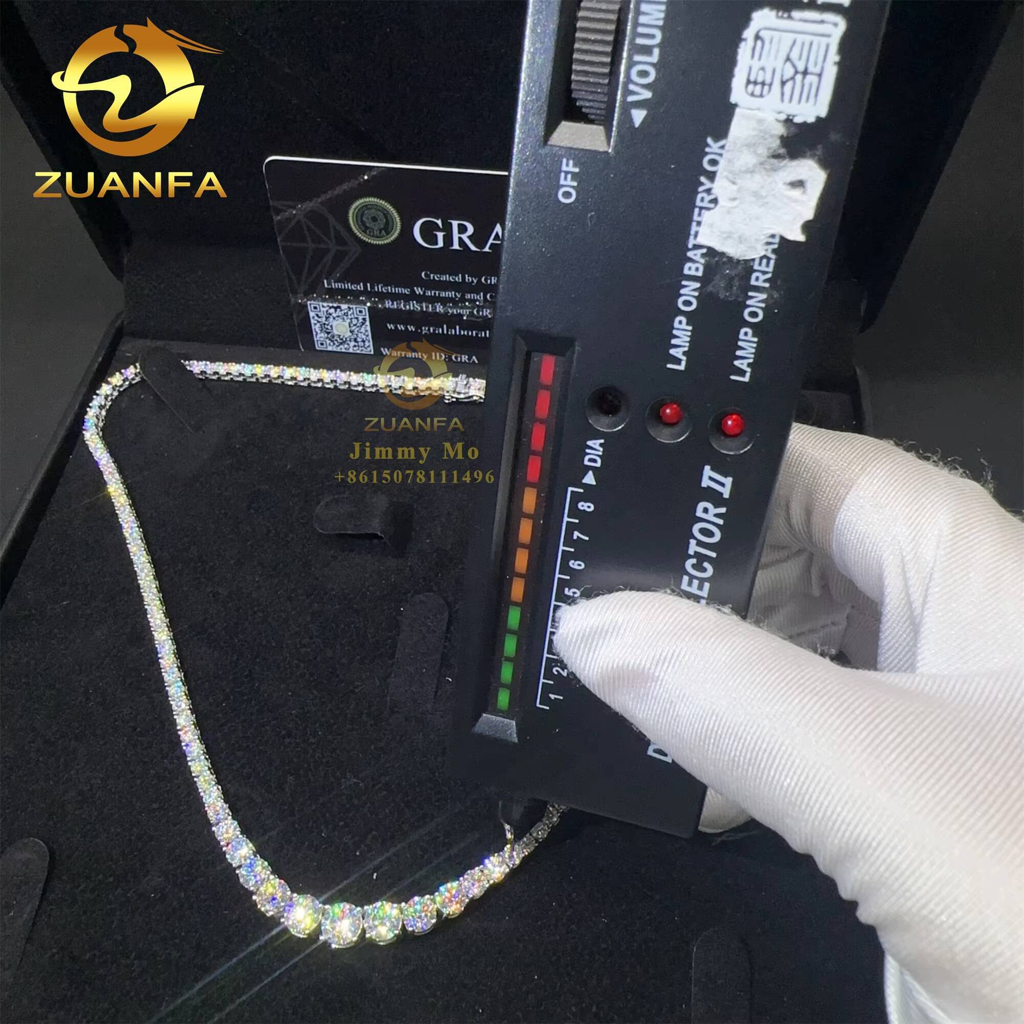 Fashion Women Female Gift Jewelry VVS Moissanite Tennis Chain 925 Sterling Silver Hip Hop Cluster Tennis Chain Necklace