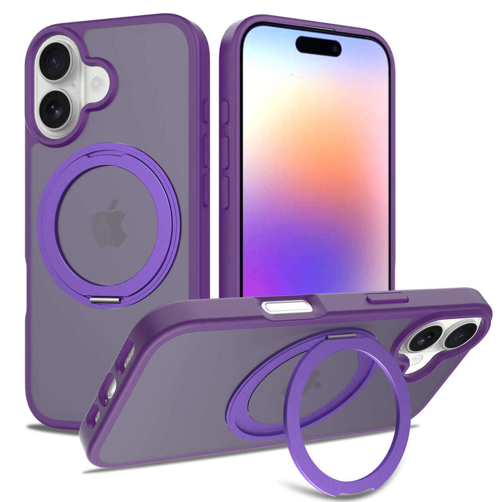 DHelectronics Apple 17 with Stand 360 Rotation iPhone 16 Pro Magnetic Anti-Fingerprint Skin Feel Phone Case