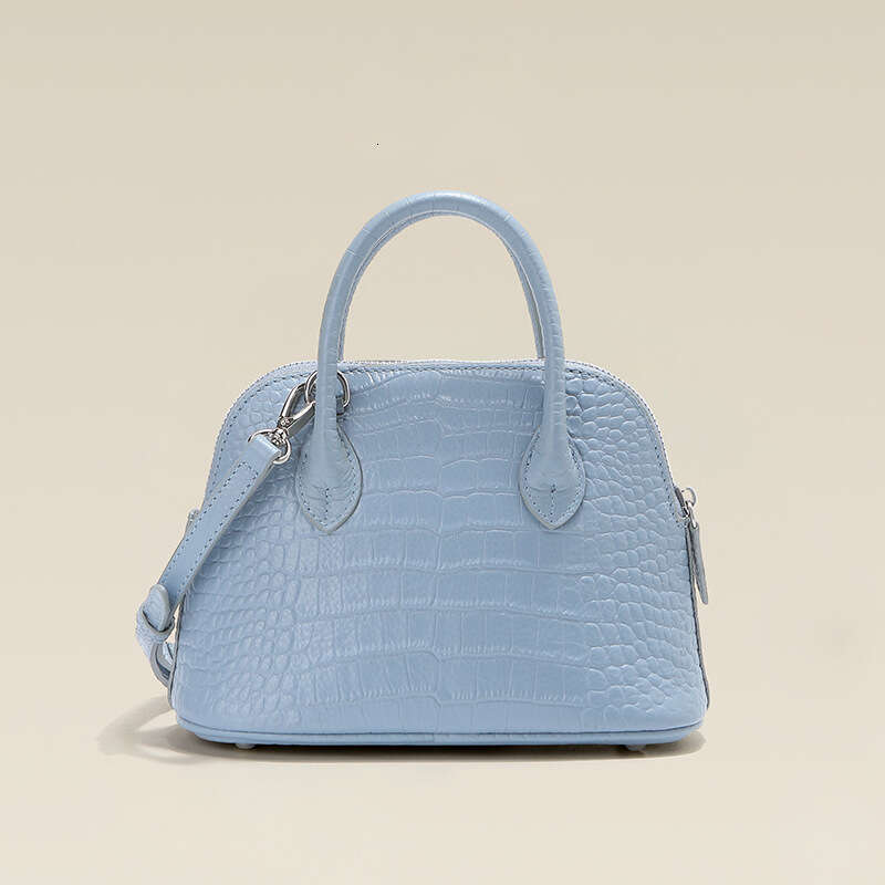 Shell Women's First Layer Cowhide 2025 New High-end Crocodile Pattern Genuine Leather Handbag Crossbody Bowling Bag