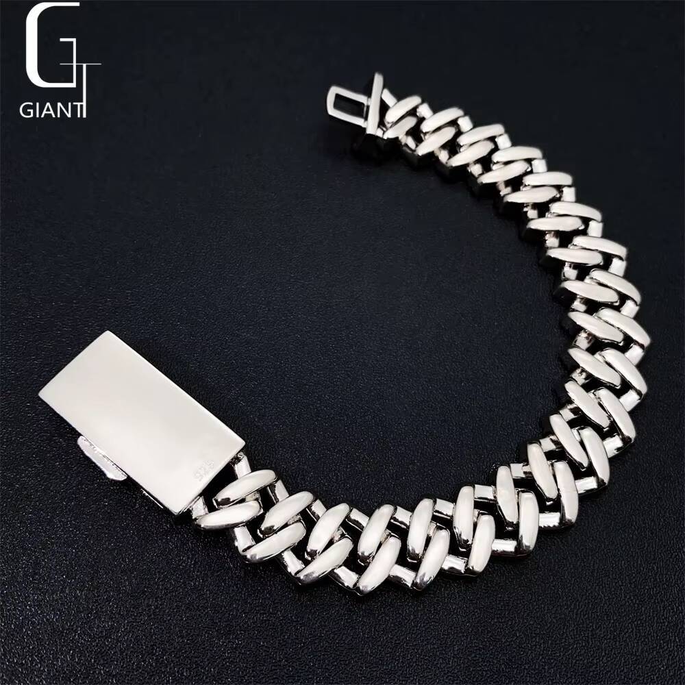 135 mm 2 Row Stone HIP HOP Cuban Jewelry 925 Sterling Silver VVS Moissanite Diamond Cuban Link Chain Necklace Bracelet Unisex