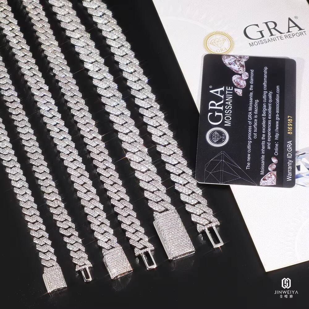 High Quality 8mm12mm Moissanite Jewelry VVS Hip Hop Cuban Link Chain for Men Fashionable Necklaces