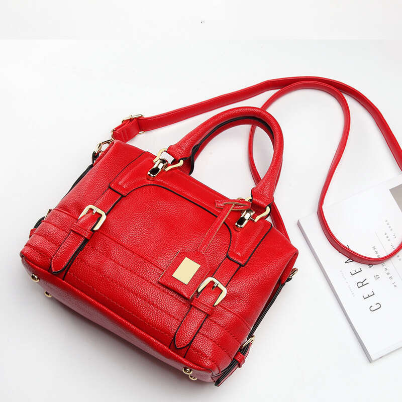 Lychee Pattern Women's Bag PU Leather Handbag Portable Storage Simple Fashion Handheld Light Luxury Exquisite