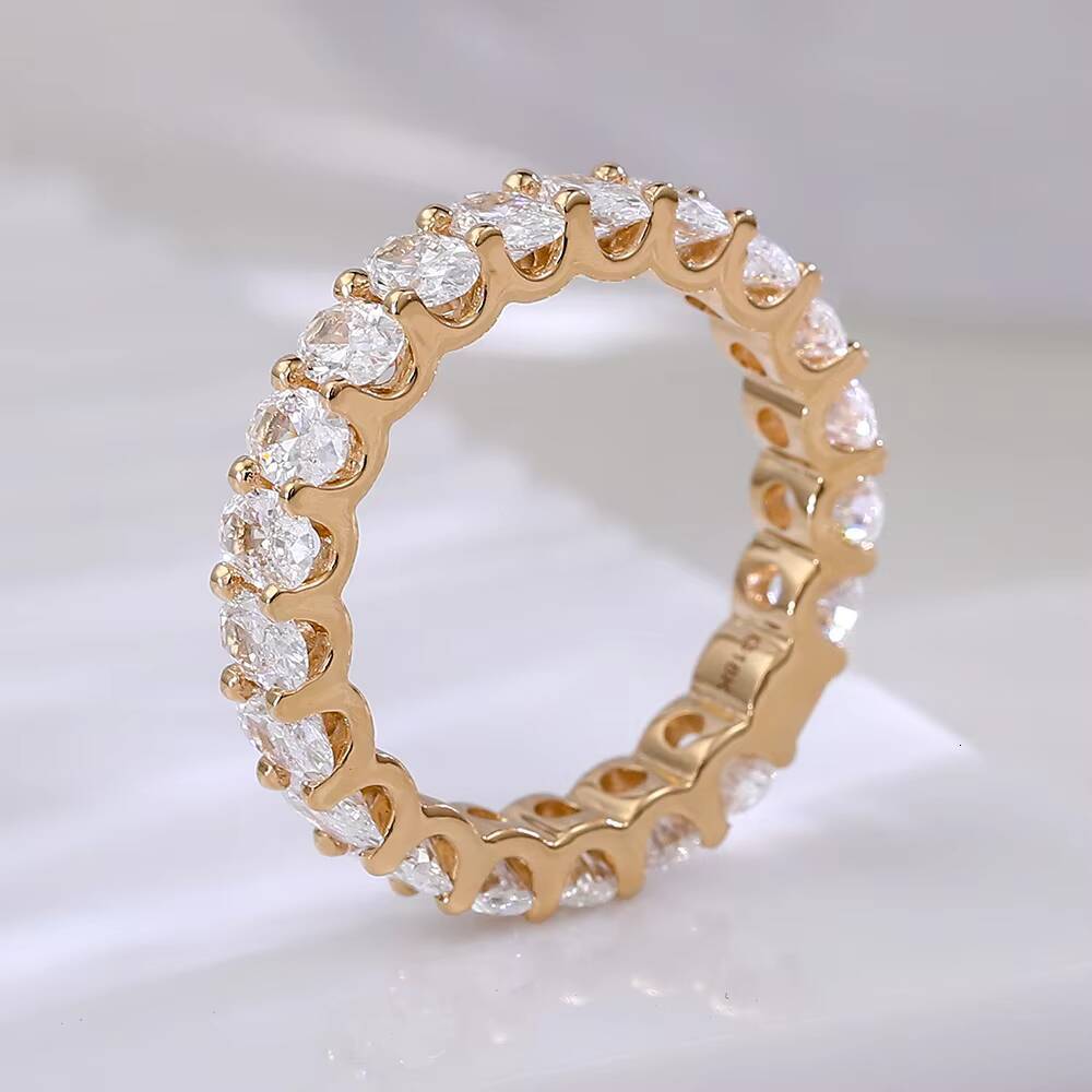 Luxury Synthetic Diamond Engagement Wedding Ring Oval Cut VS Diamond 18k Yellow Gold Ring Jewelry for Women