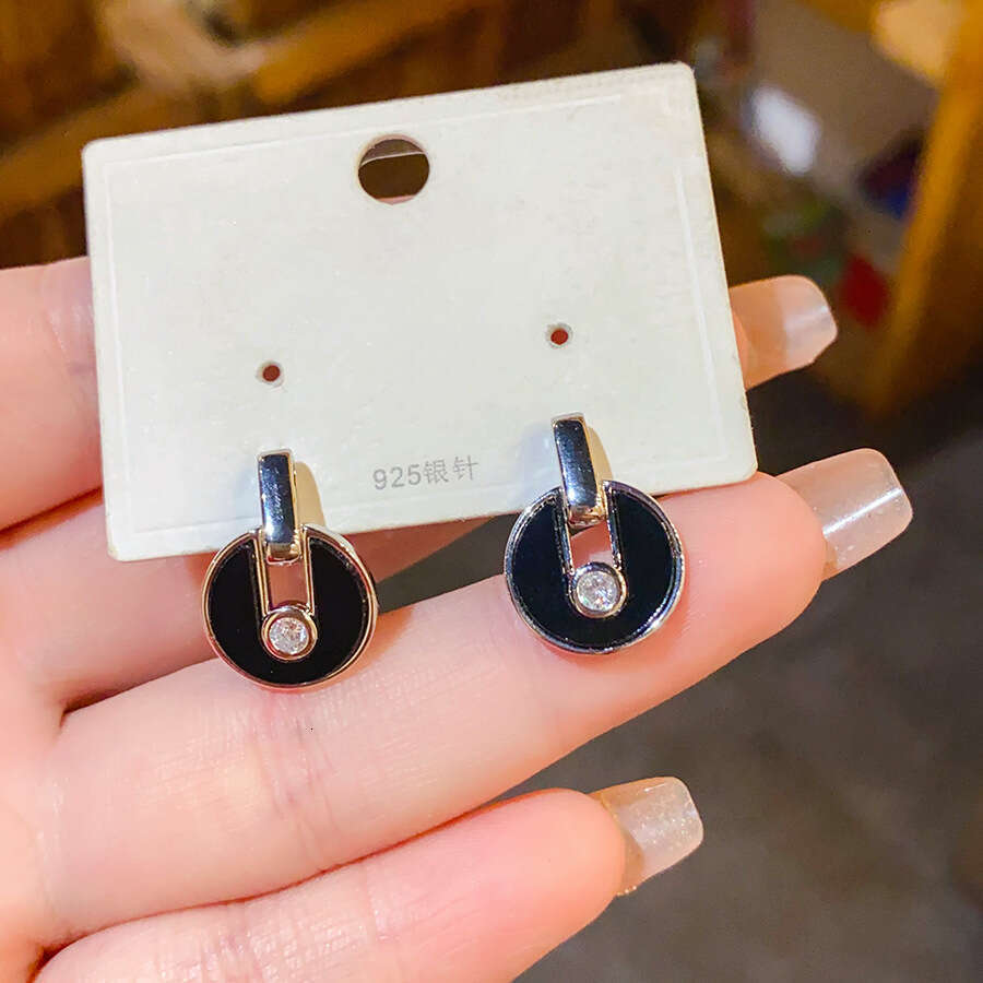 DHpet Geometric zirconia stud earrings stylish and simple with a light luxury and high-end appeal