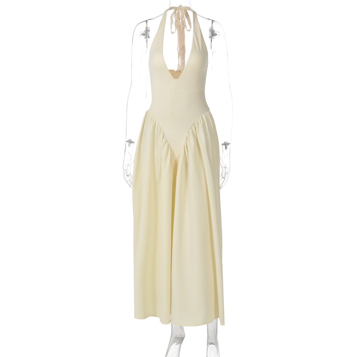 XR113 Hollow Halter Neck Dress with Large Swing