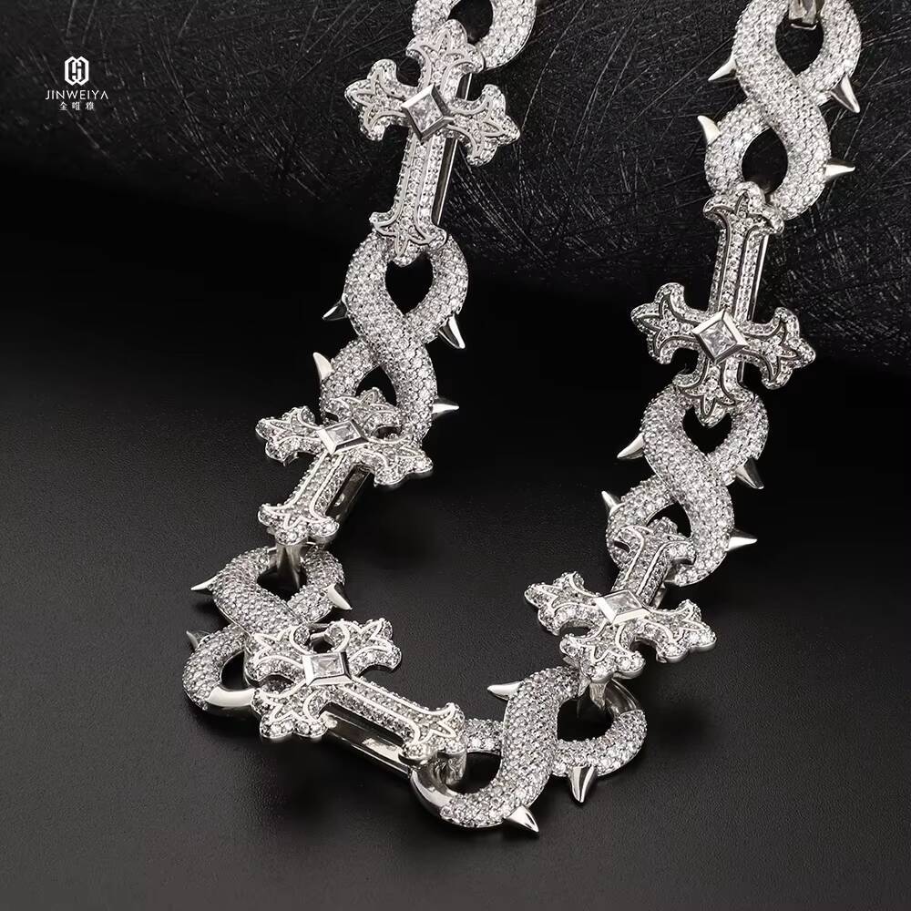 New Design High Quality Luxury Moissanite Moissanite Cross Chain Hip Hop 925 Silver Iced Out Necklace Men