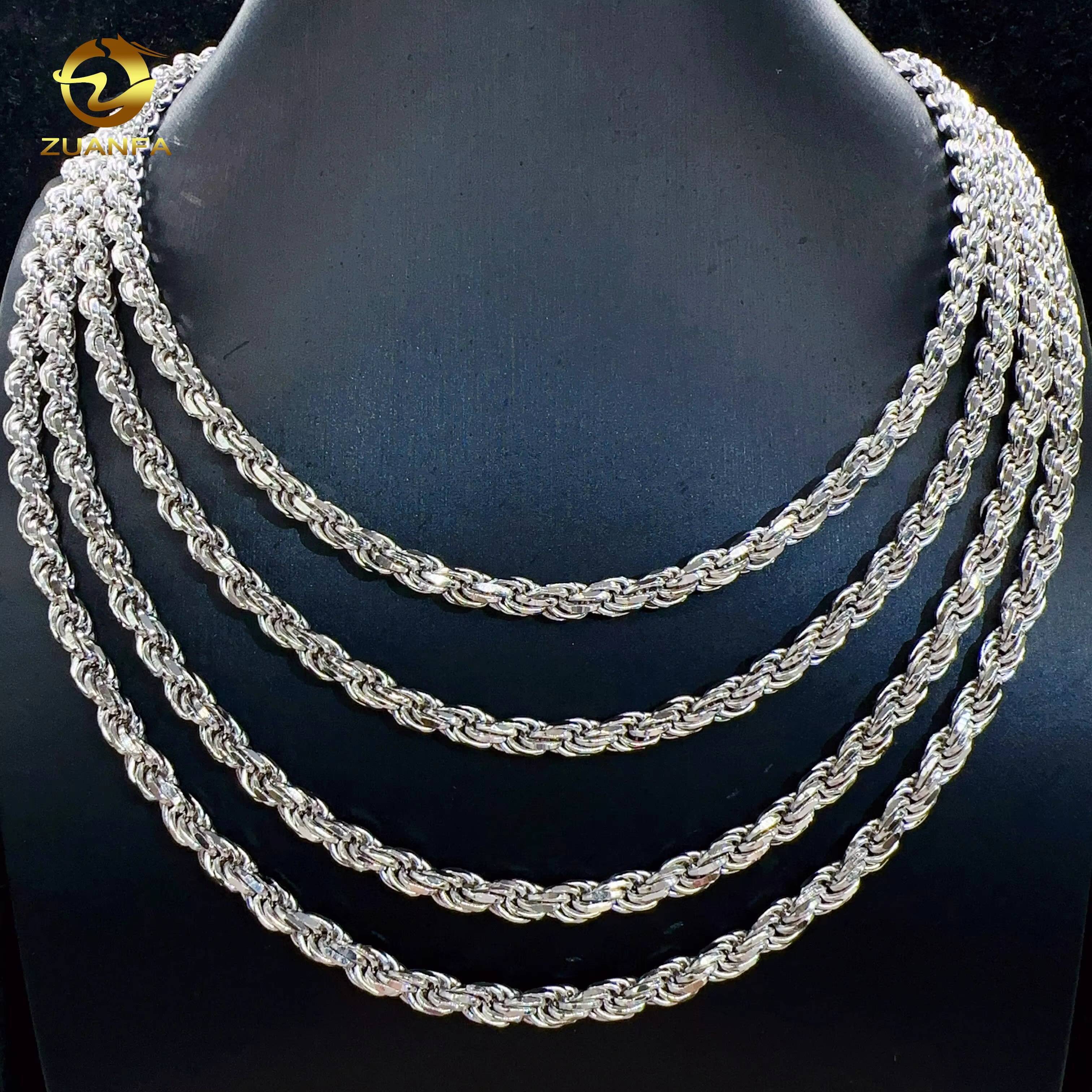 Moissanite Hip Hop Jewelry 6mm 925 Sterling Silver Rope Chain VVS Diamond Chain for Menwomen