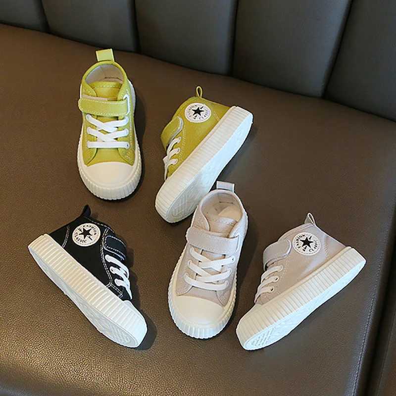 Children Canvas Hightop Comfortable Breathable Anti Slip Soft Sole Wearresistant Kids Daily Casual Shoes H260130