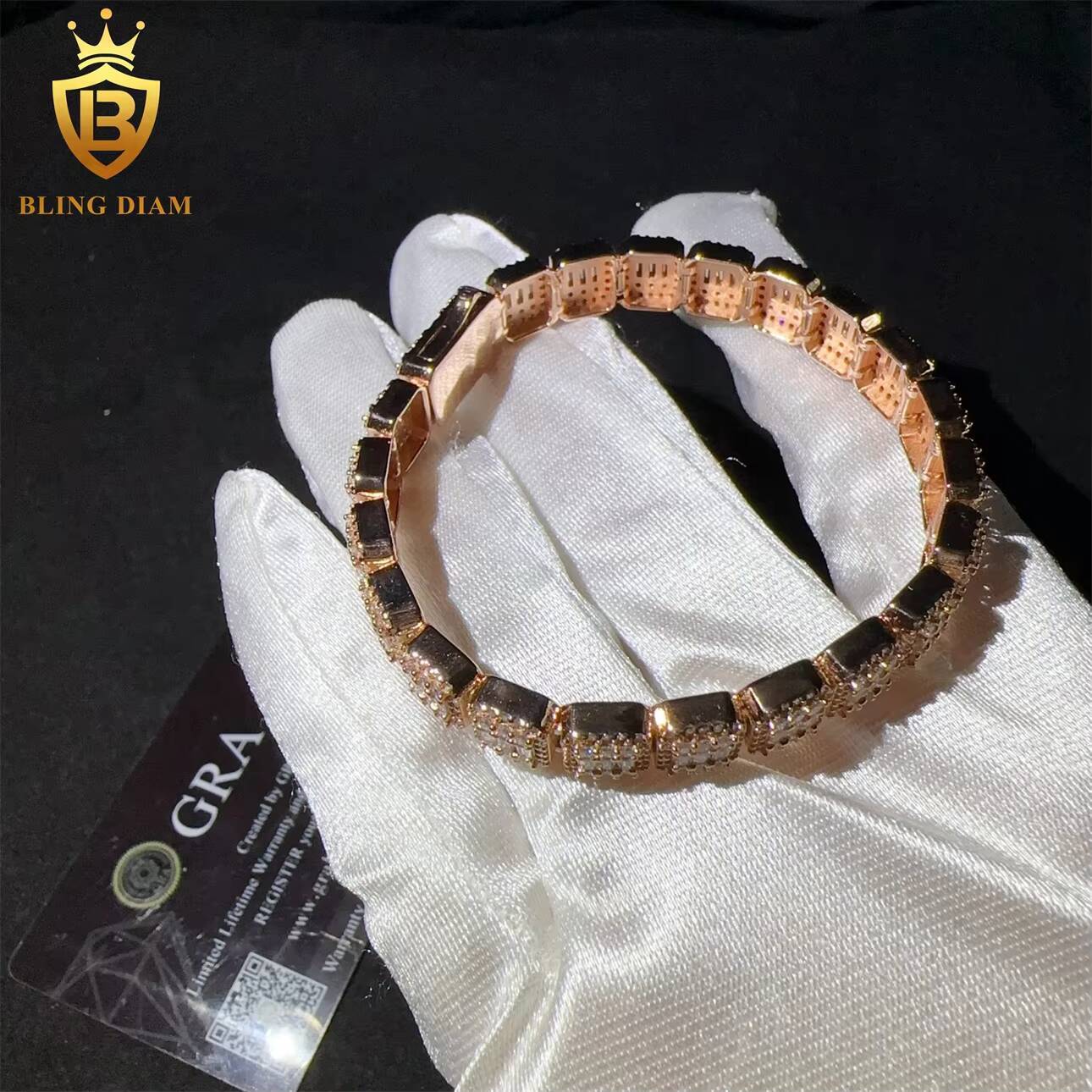 D Color VVS Moissanite Diamond Sterling Silver 925 9MM Lab Grown Diamond Bracelet Moissanite Cuban Link Bracelet