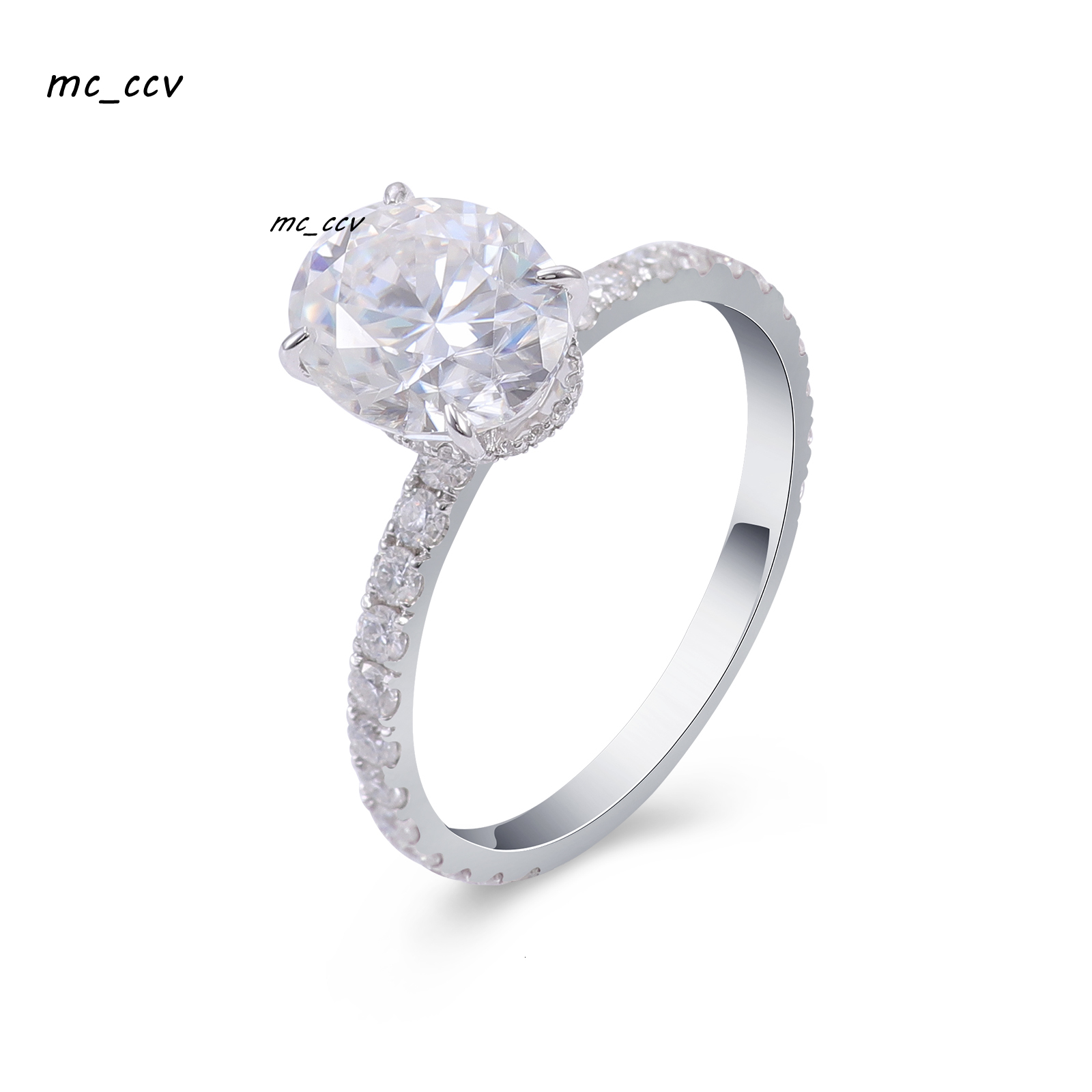 Latest Simple Design White Gold Engagement Platinum Diamond Wedding 3ct Moissanite Eternity Oval Cut Ring