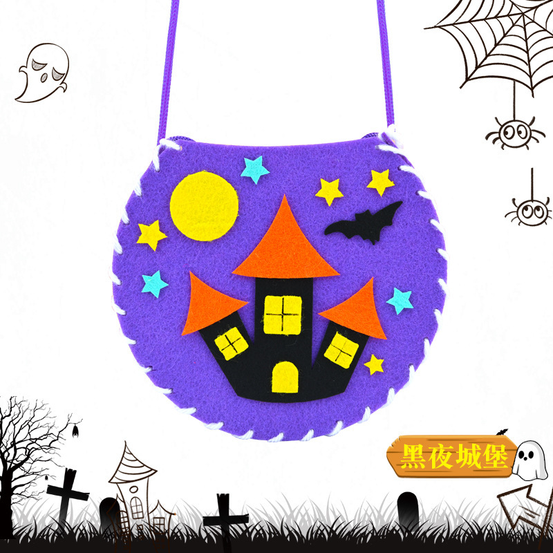 Handmade Halloween Sugar Bag Children's Portable Pumpkin Head Candy Bag DIY Material Bag