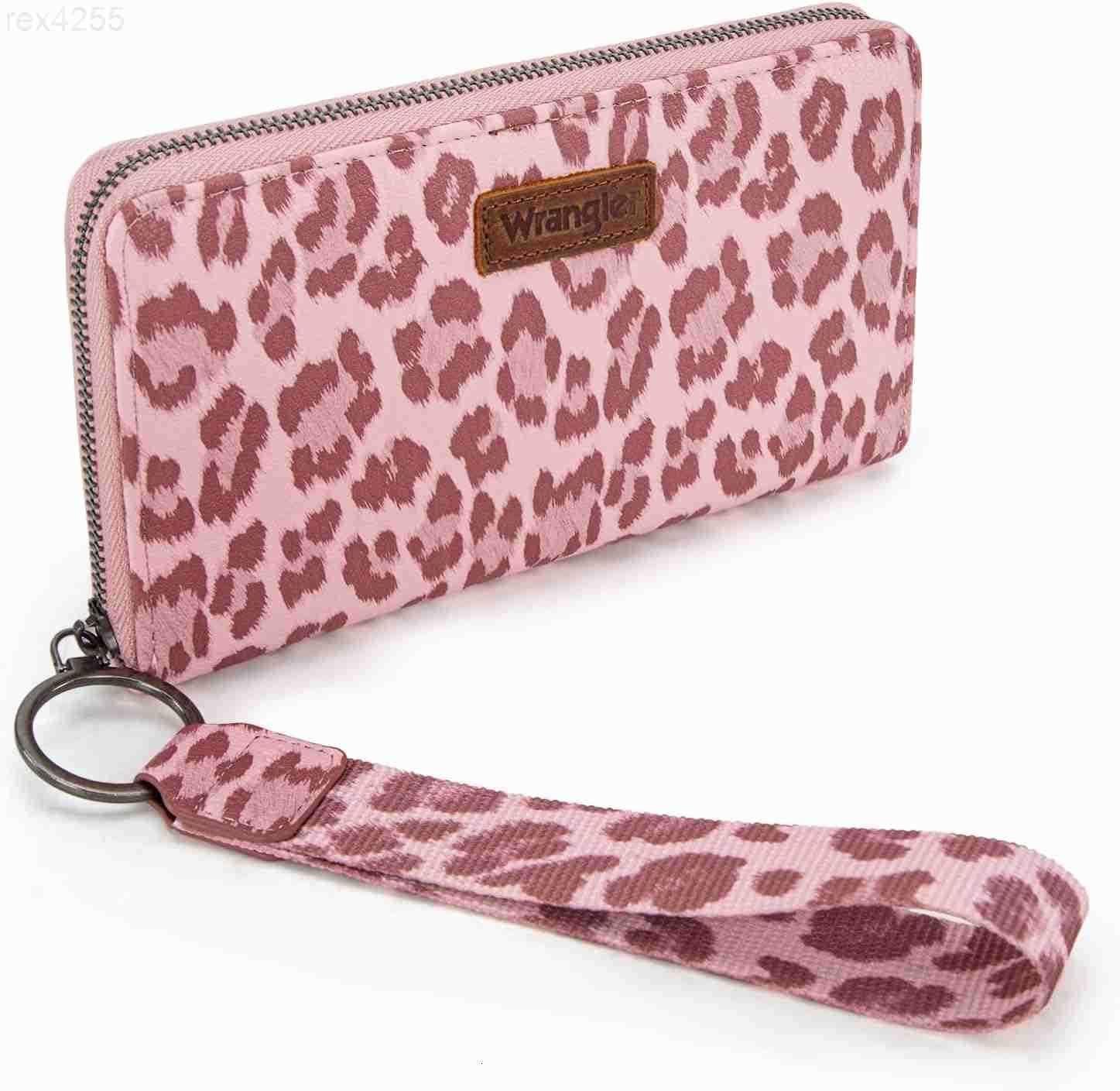 Pink Wallet for Women Ladies Female Leopard Print Large Wristlet Wallets Card Cases Money Organizers CluTCh Phone Wallets WESTern Zipper WalleW250906