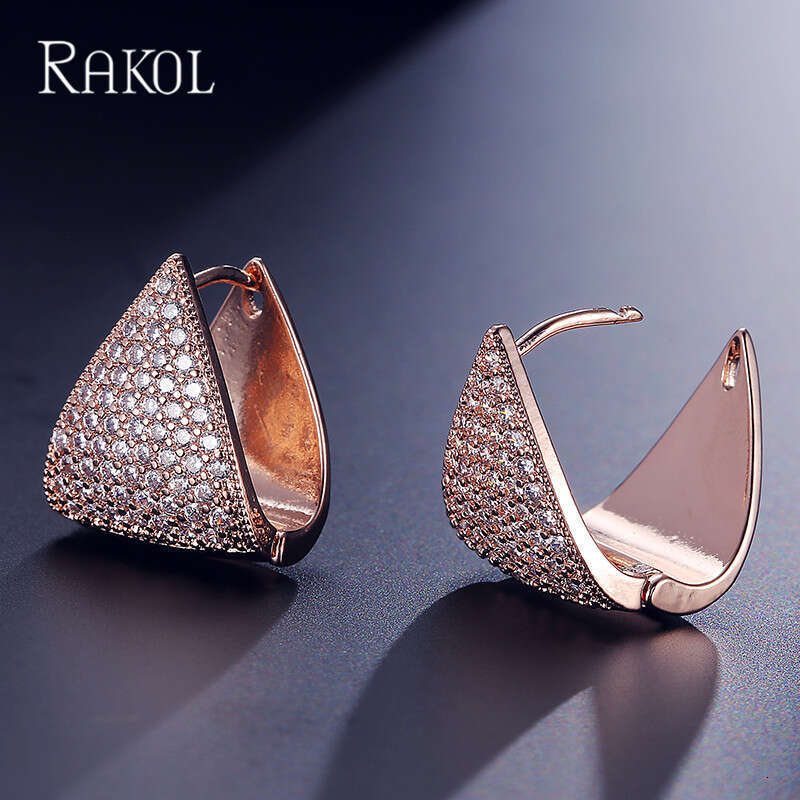 DH collections Korean - style Creative Geometric Triangular Earrings with Micro - set AAA Zircons