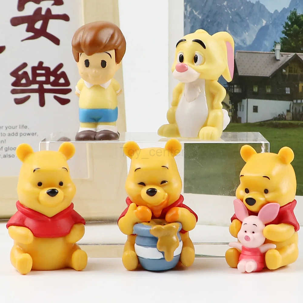 Disney 10pcs Winnie The Pooh Piglet Tigger Eeyore Rabbit Owl Anime Action Figures Model Toy Cartoon Collection Doll Set For Kids H250906
