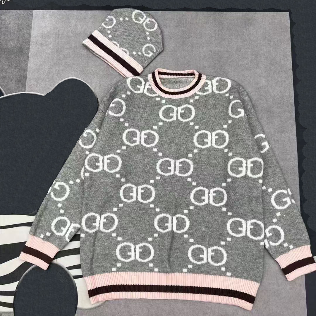 Match a hat Women's Sweaters Ladies pullover, autumn and winter loose knit sweater with long sleeves, round neck, geometric collision jacquard pattern, casual pullover s