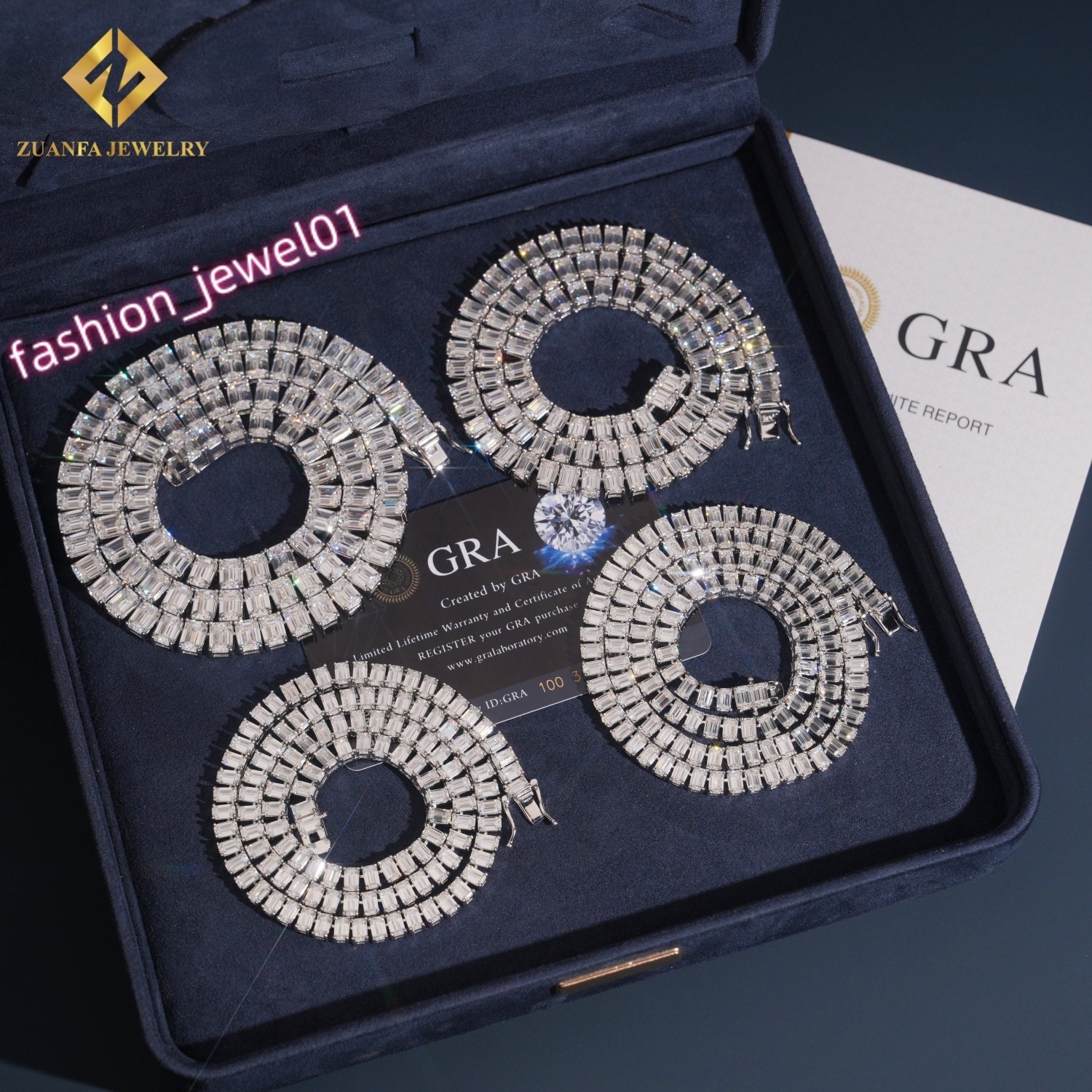 New Arrival Luxury Tennis Chain 925 Silver Moissanite Tennis Chain Pass Diamond Tester with GRA Certification Stone Necklace