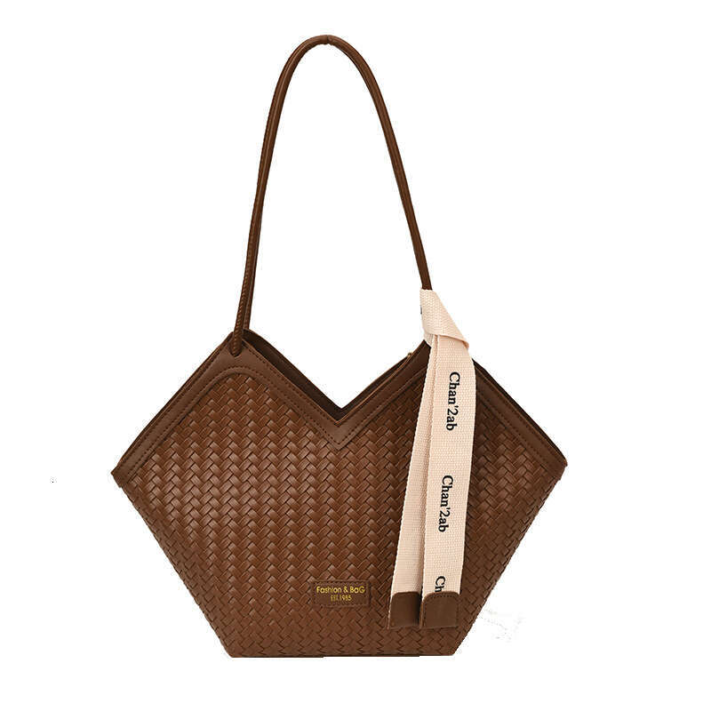 Bensherman Large Capacity Color-Block Woven Fashion Casual Single Shoulder Daily Commute Tote Bag Backpack
