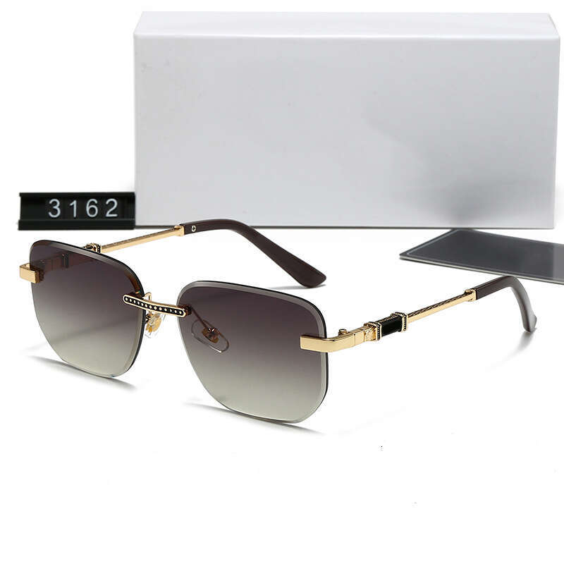 New Fashion Rimless for Men and Women Trendy Curved Surface Sunglasses UV Protection 3162 a4b