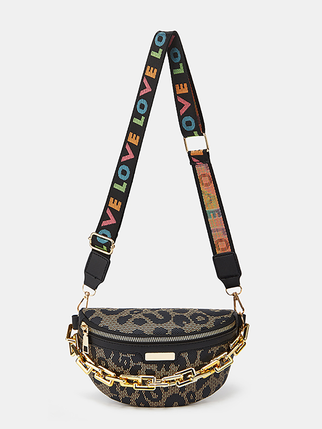 Leopard Print Womens Waist Bag Fashion Chain Fanny Pack Mobile Wallet High Quality Shoulder Cross Body Bag Womens Simple Chest Bag 250206