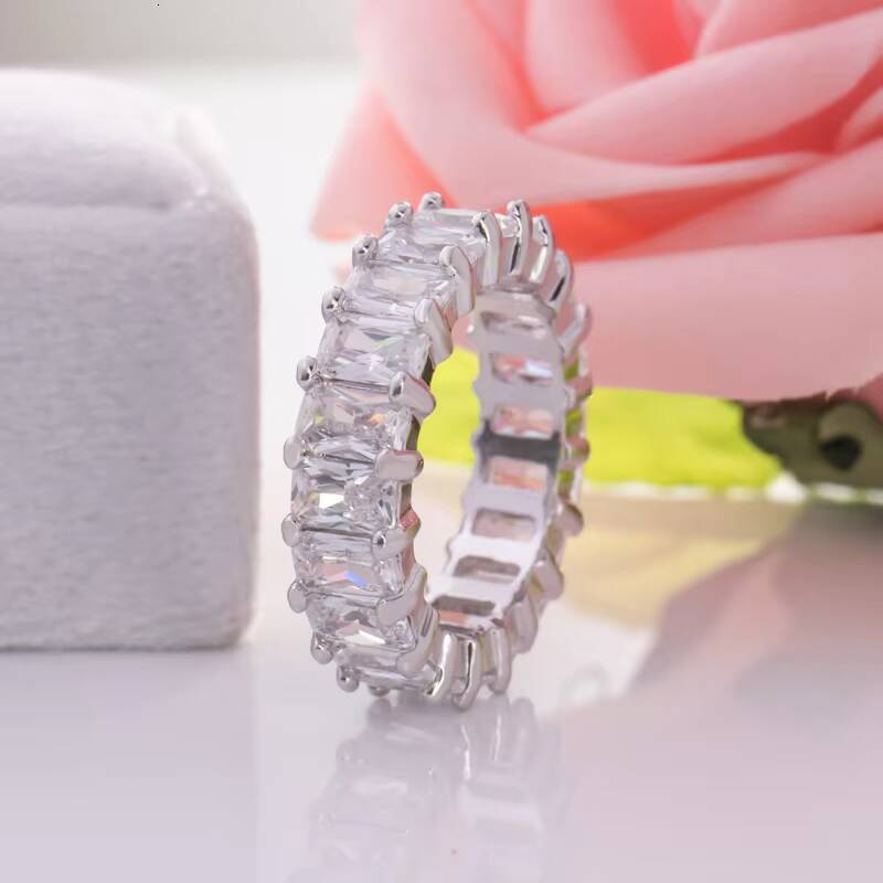 Real Gold Ring Jewelry 14K white Gold Color Synthetic Moissanite Diamond Rings